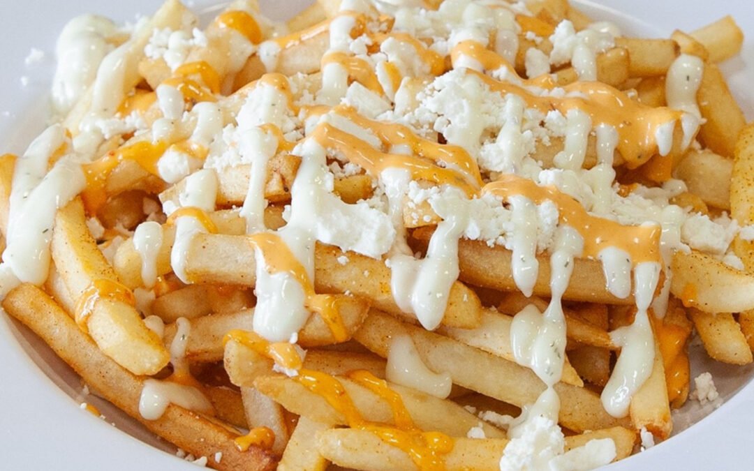 Fries with Feta cheese.